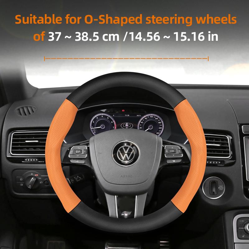vcxja9 Suitable for Volkswagen Breathable Leather Matte Carbon Fiber Texture Steering Wheel Cover Suitable for Polo Golf 5 6 7 Gol Cc Passat B6 B8
