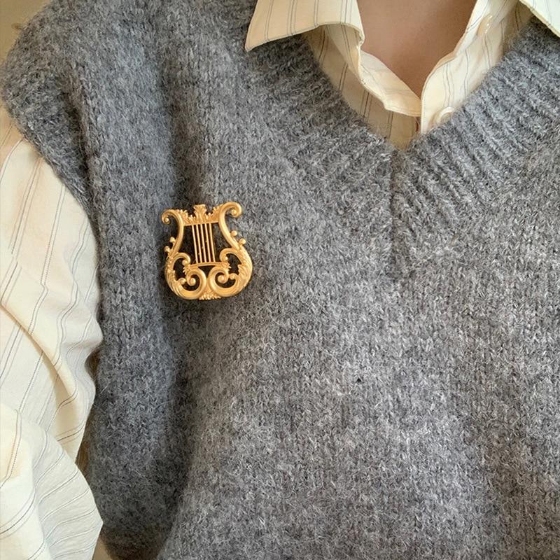 Pinkdudu Fashion Classical Elegant Harp Brooch Romantic Luxury Music Art Creative Brooch Pins for Women Jewelry Gifts PD1269