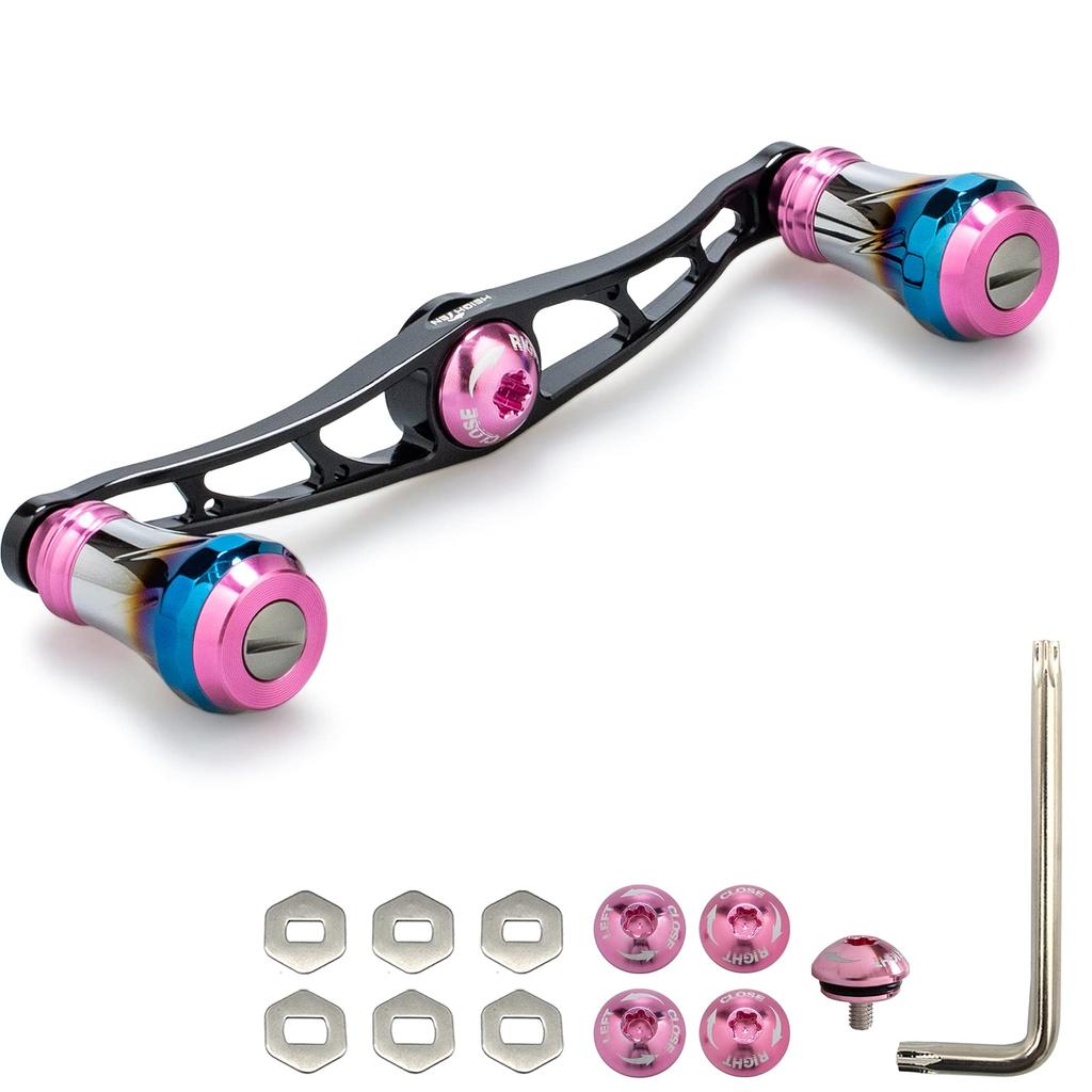 HEIGHTEN Baitcasting Reel Aviation for and Abu Garcia Baitcasting Aurora Series Sakura Pink V2.0 90mm/105mm/115mm Handle, Aluminum, Shimano, Daiwa,