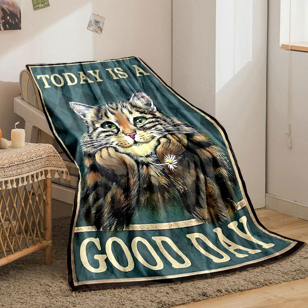 Cute Cat Daisy Good Day Blanket bedroom Blanket for Livingroom Couch lunch break Soft throw for Friend's festival Gift