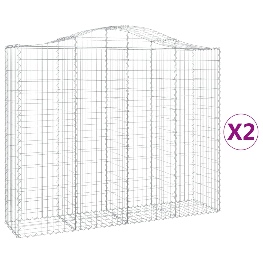 Gabion Baskets with High Arch 2 pcs 200x50x160 180 cm Galvanized Iron