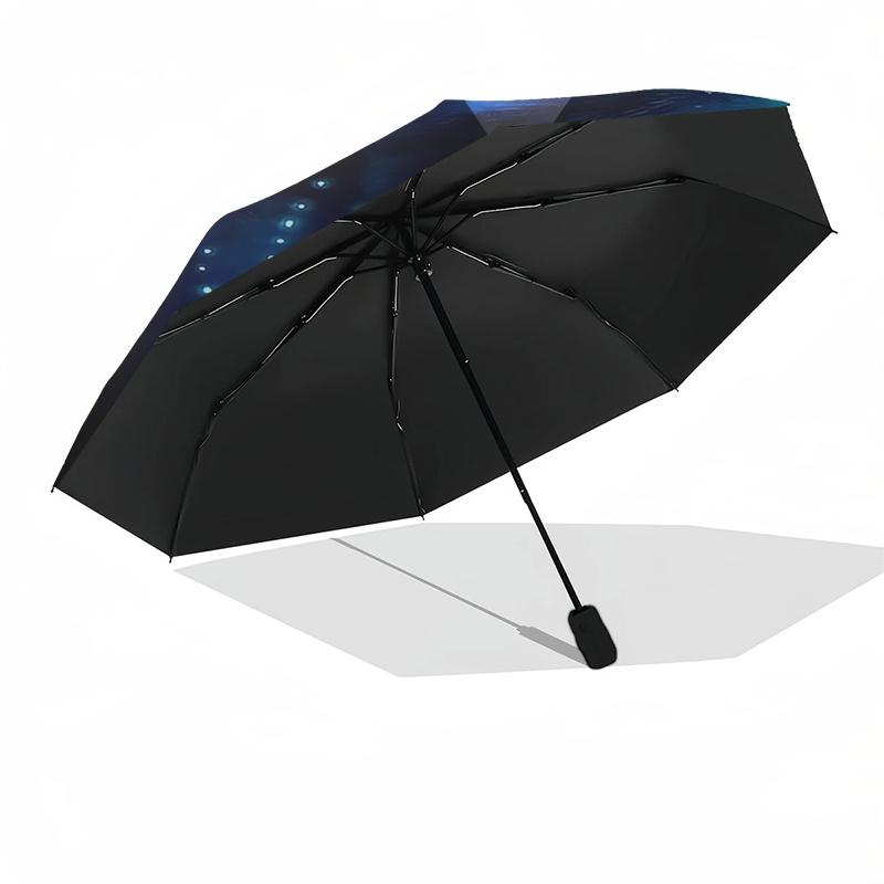 Avatar Inspired Blue Light Up Umbrella with Automatic Opening and Closing, Foldable Design, 8 Rib Iron Frame, Perfect for Fans, Travelers, D