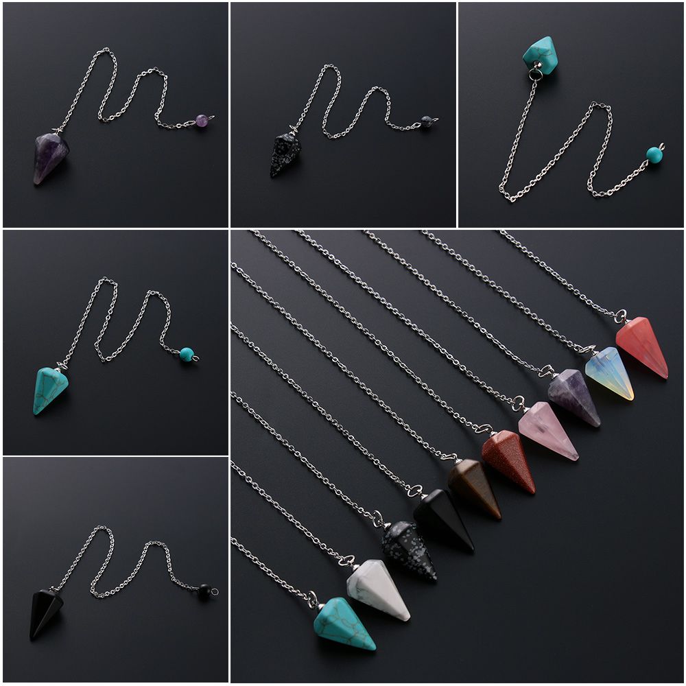 Pyramid Gemstone Rock Rose Quartz Natural Stone Amulet Healing Crystal Reiki Pendulum Pendant