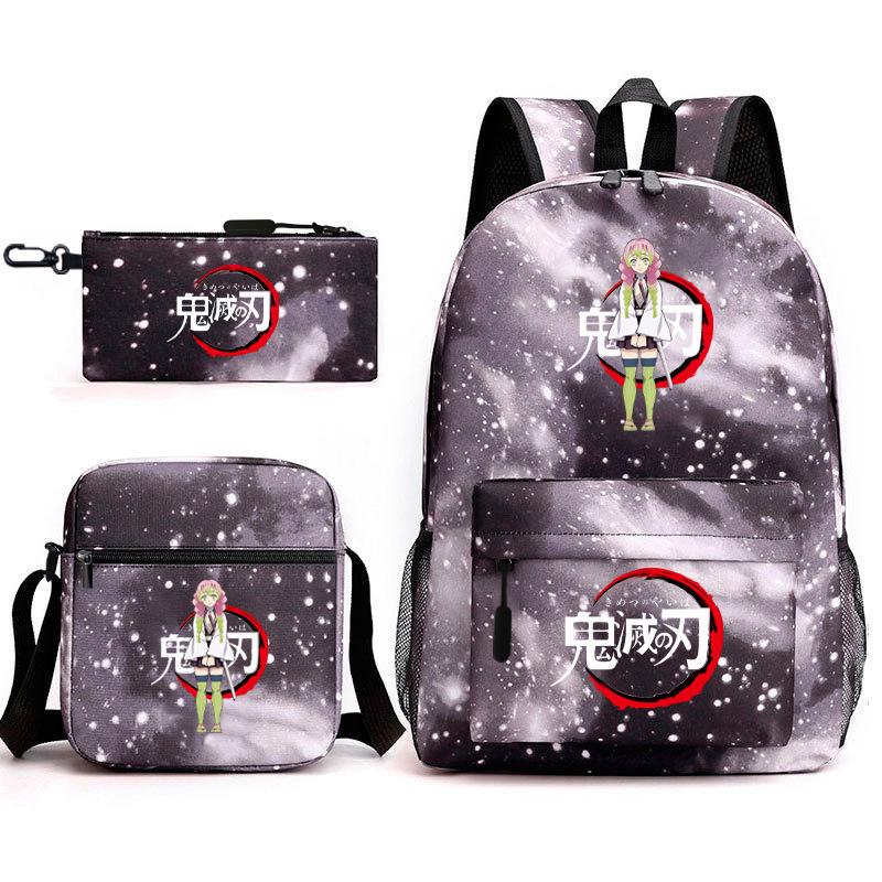 New Schoolbag Animation Three-piece Set Heat Transfer Schoolbag Small Shoulder Pencil Bag Primary and Secondary School Students Backpack