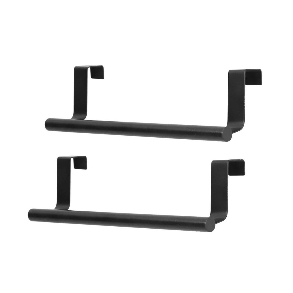 2Pcs Towel Rack Black Hangable Punch Free Nail Free Cabinet Door Towel Rack for Home Hotel23CM