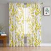 Yellow Flower Watercolor Leaves Sheer Curtains for Living Room Decoration Window Curtains Kitchen Tulle Voile Organza Curtains