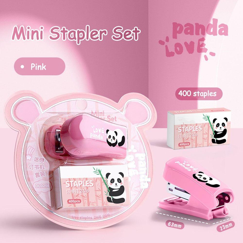Мини-степлер с мультяшной пандой и скрепочной машиной, милый набор степлеров, подарки для школы