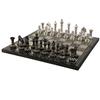 Staunton Brass Metal Luxury Classic Chess Pieces Set Silver Black 30.48cm