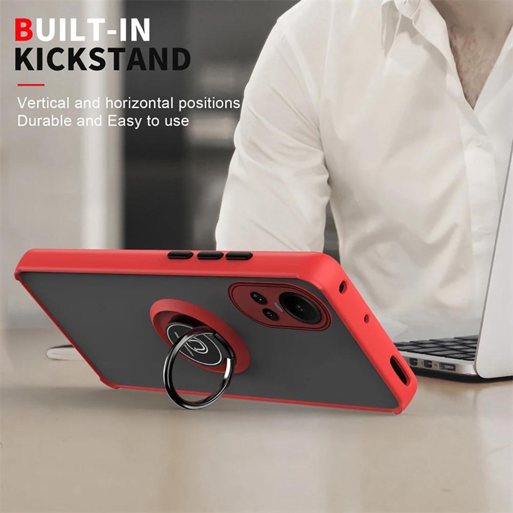 Матовый защитный чехол для OPPO Reno 10 Pro Plus 5G, чехол-кольцо с магнитным держателем, подставка Reno10, противоударный чехол Fundas