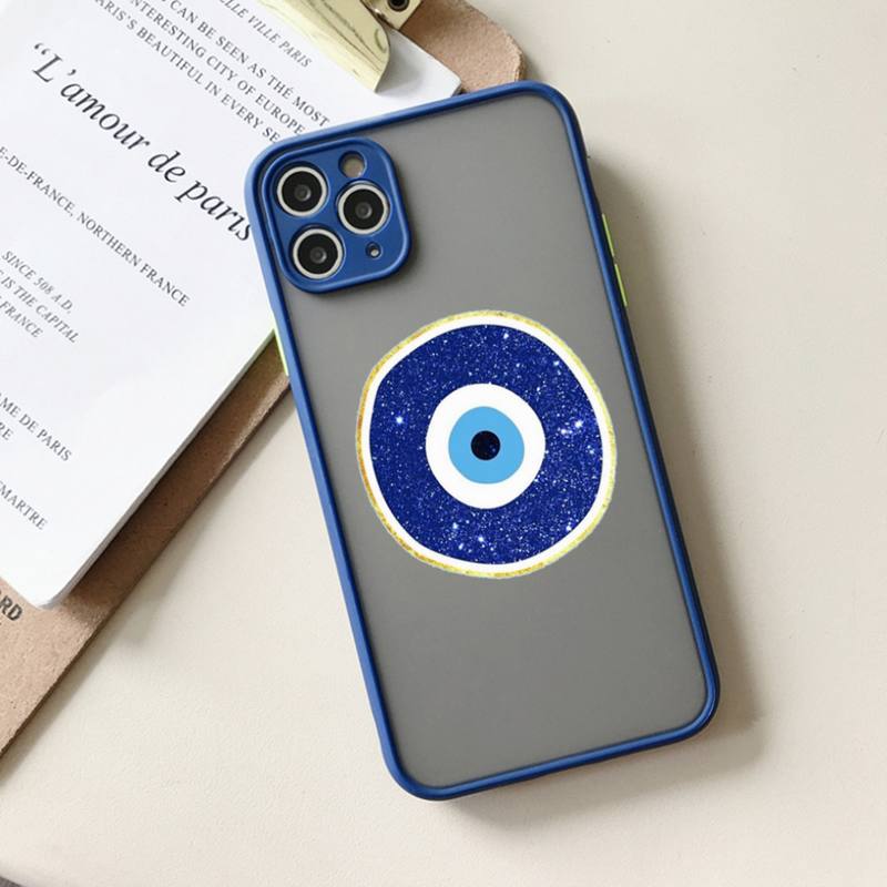 Чехол для телефона Lucky Evil Eye Blue Abstract матовый прозрачный для iPhone 11 12 13 6 s 7 8 plus mini x xs xr pro max