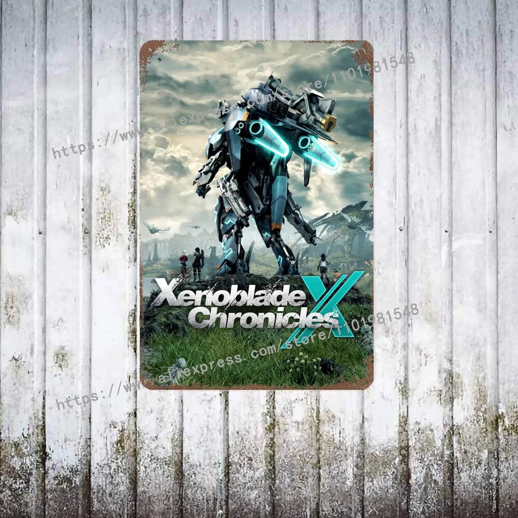 Xenoblade Chronicles 2 Хикари Постер Винтажная Жестяная Табличка Металлическая Табличка Декоративная Табличка для Паба Бара Мужской Пещеры Клуба Настенное Украшение