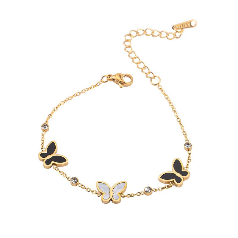 Fashion Titanium Steel Bracelet Fritillary Stacked Butterfly Women's Niche Bracelet Design Sense Bracelet Does Not Fade