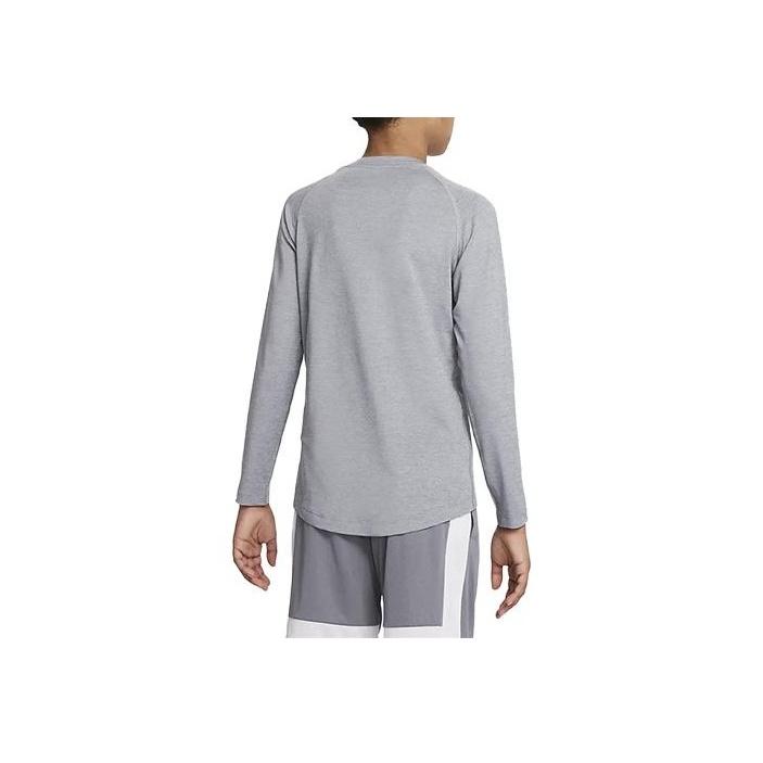 Nike Футболка с круглым вырезом и буквенным принтом, повседневная, с длинным рукавом, детские топы, серая DM8529-091