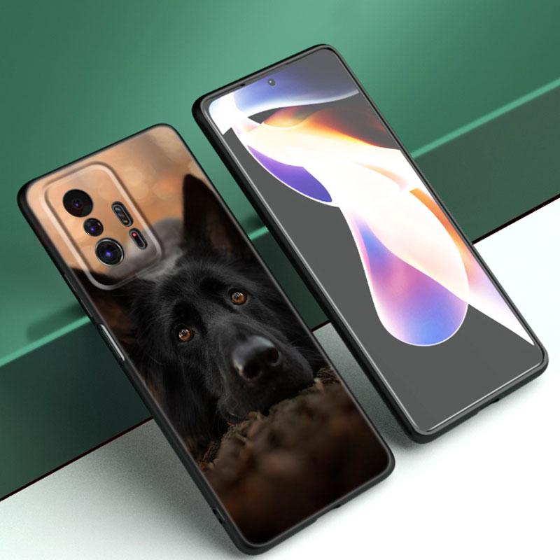 German Shepherd Dog Black Silicone Phone Case For Xiaomi Mi 9 SE 8 10 10T 11 12 13 Lite 9T 11T 12S 12T 13T 14 Pro 5G NE 11i 12X
