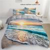 Комплект постельного белья Summer Beach Sunset 3D Art, дышащий полиэстер, застежка-молния, можно стирать в стиральной машине - идеально подходит для любого сезона