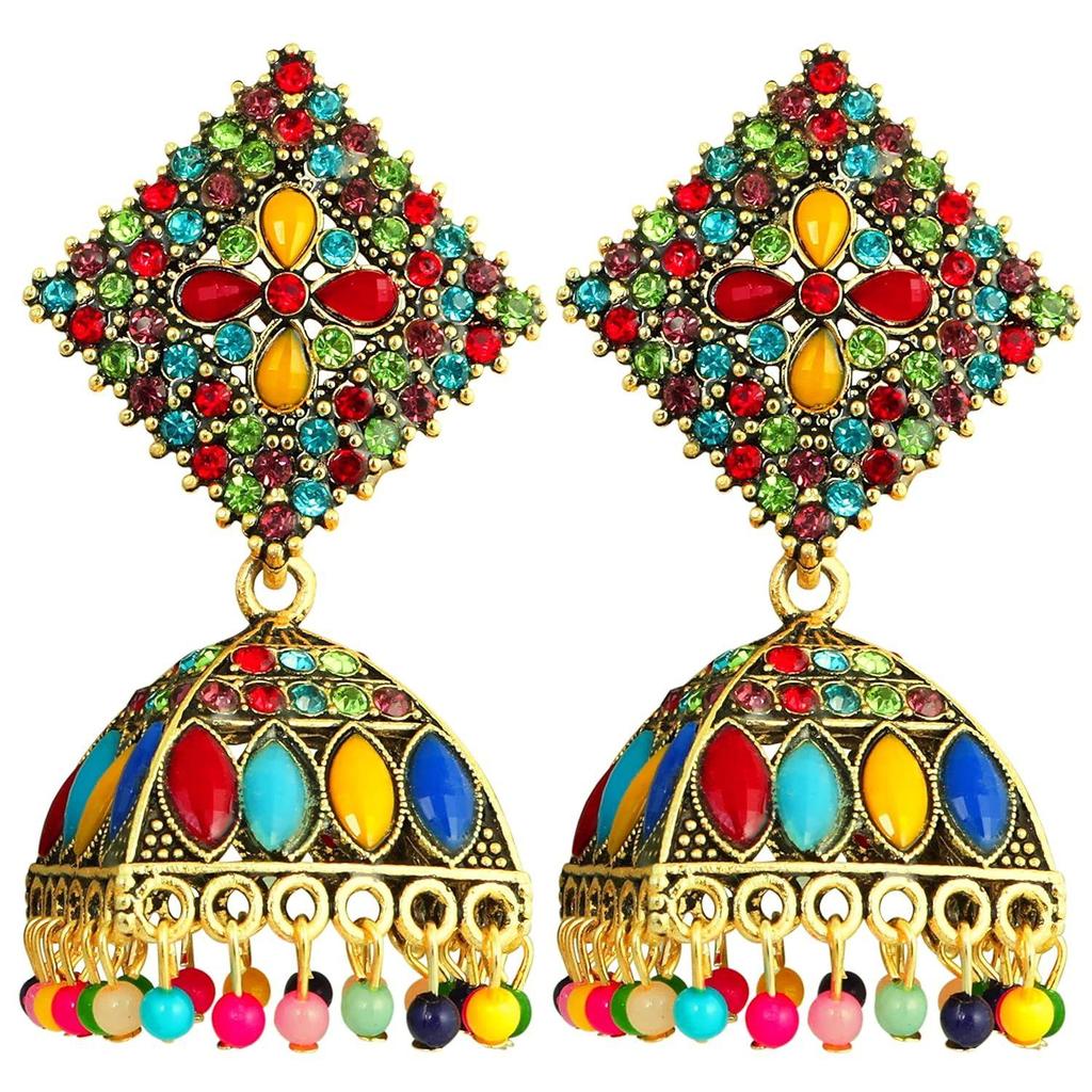 Элегантные женские серьги с геометрическим узором, традиционные серьги с цветочным дизайном, позолоченные циркониевые серьги Jhumka, серьги-капли, подарок для сестры