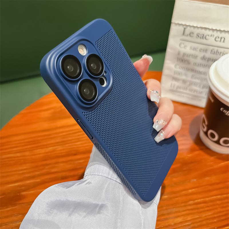 Ультратонкий жесткий чехол для рассеивания тепла для iPhone 15 14 12 11 13 Pro Max XR XS Max 7 8 Plus, защита линз, дышащая сетчатая крышка