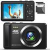 4K Digital Camera, Compact Camera, 30FPS, 44MP, YouTube Camera, AF Autofocus, 2.4-inch, Rechargeable, 16x Digital Zoom, Beginner's Pocket Camera,