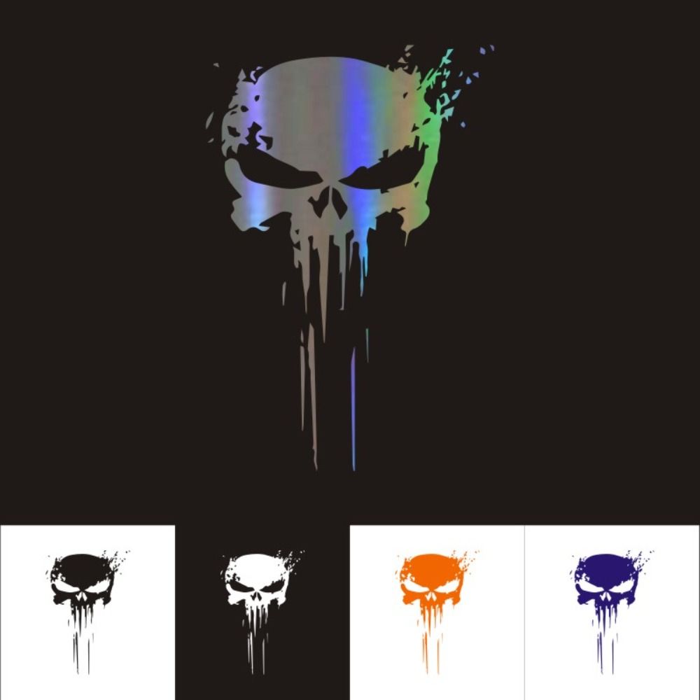 Waterproof Auto Reflective Sticker Car Skull Decal 3D Car Stickers Punisher Skull Sticker