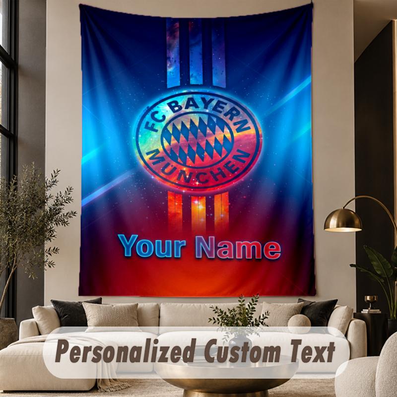 Custom Text Tapestry Bayern Munich Print Wall Tapestry Indoor Living Room Wall Decor