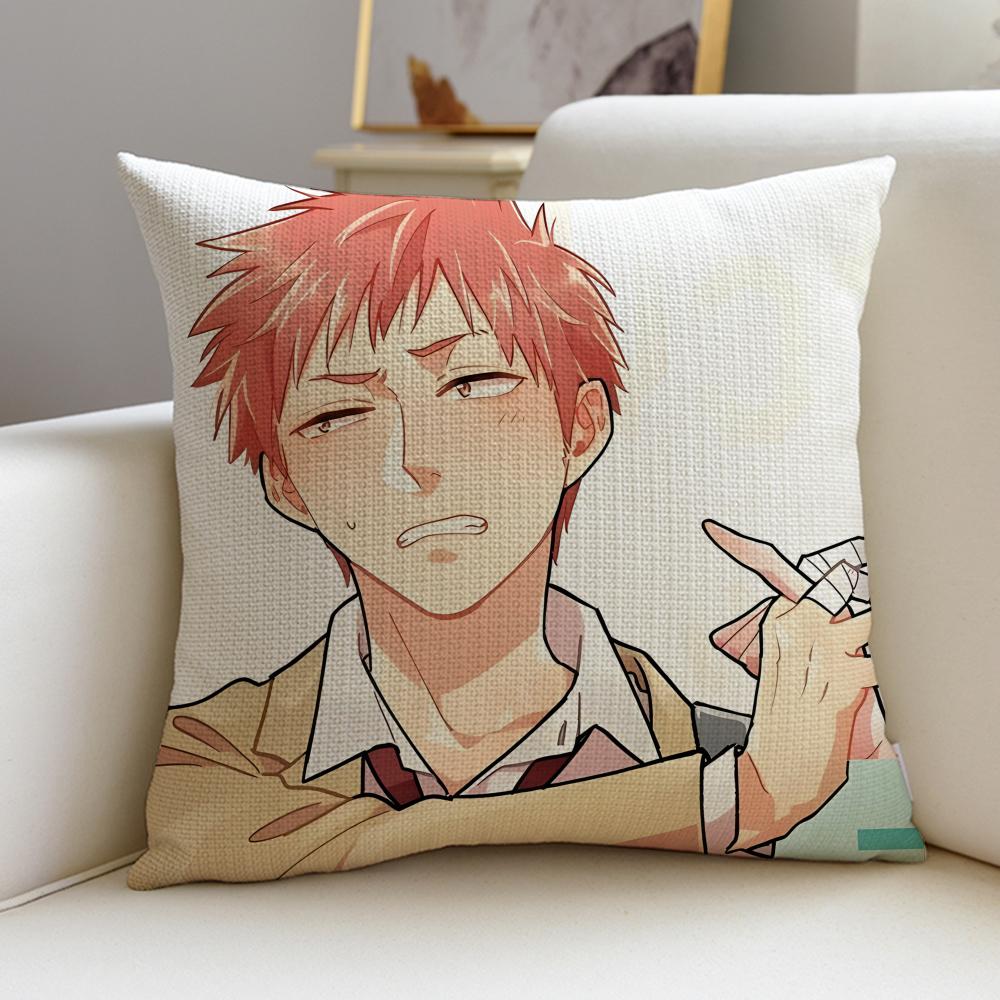 Wotakoi Love Is Hard for Otaku Cushion Cover Breathable and skinfriendly linen pillowcase square removable and washable cushion