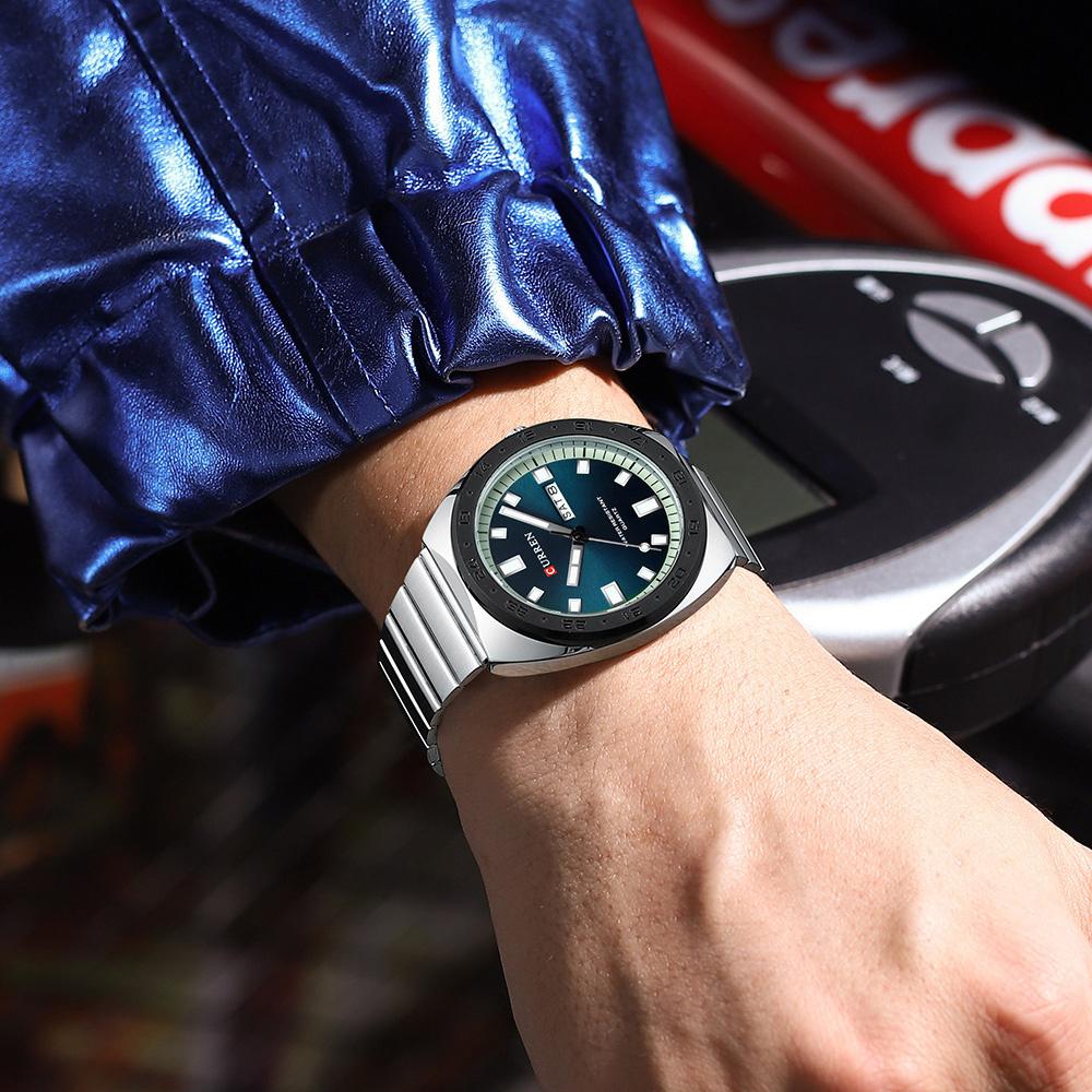 CURREN Роскошные мужские часы, новый дизайн, нержавеющая сталь, светящийся дисплей недели, календарь, водонепроницаемые часы для мужчин