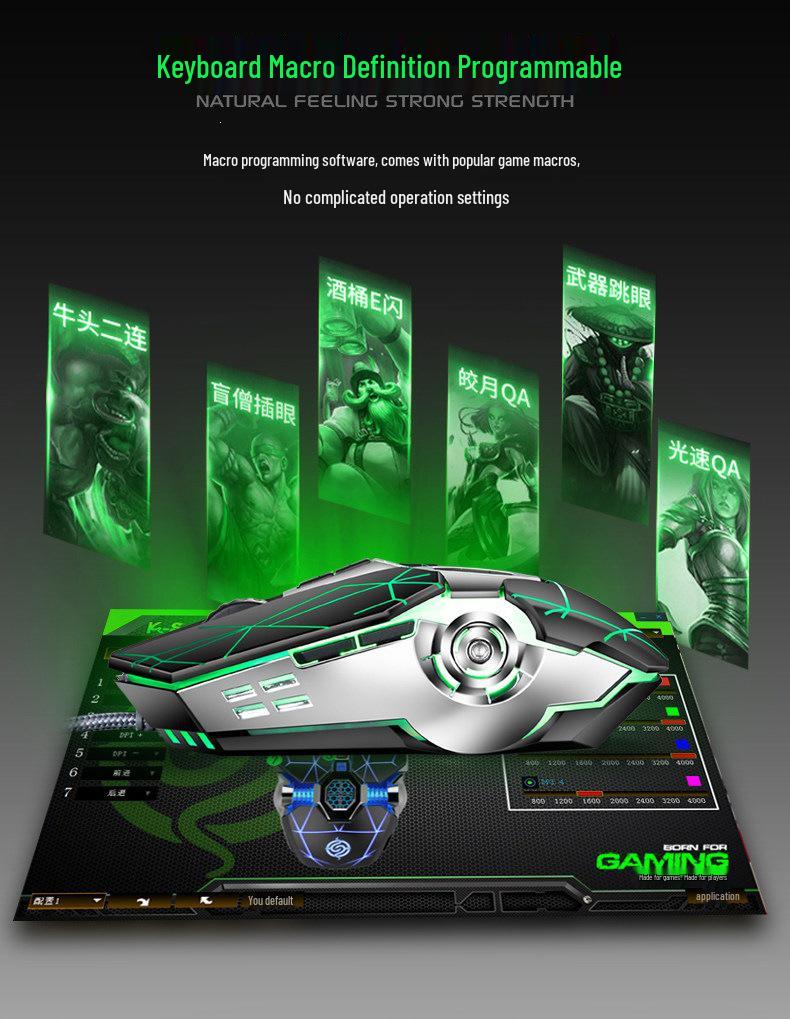 Игровая мышь ViperQ7 7D, USB, проводная, с макропрограммированием и регулируемым DPI