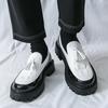 Кожаная обувь парикмахера в британском стиле, повседневная для вечеринок и ночных клубов, взрослая обувь на толстой подошве, лоферы, черно-белая, 38-46