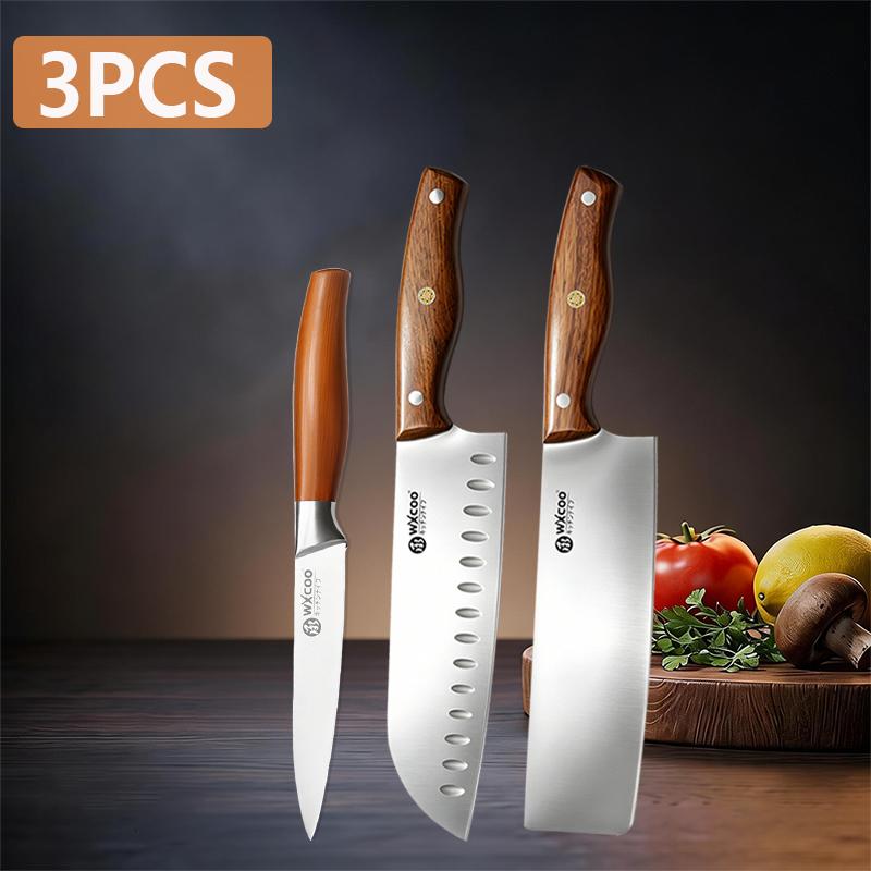 WXCOO1~4pcs Stainless Steel Bread Knife Set Kitchen Knife Japanese Santoku Slicing Knife Meat Cleaver for Home Kitchen Cooking