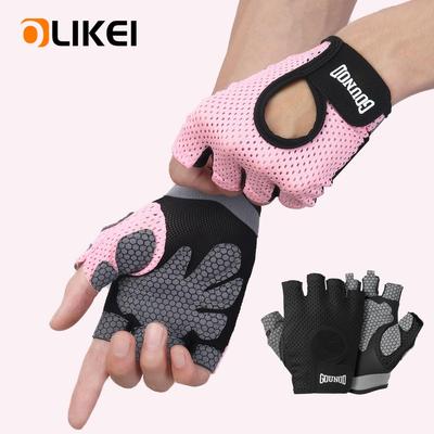 Перчатки для фитнеса OLIKEI Half-finger для мужчин и женщин, амортизирующие, нескользящие, перчатки для тяжелой атлетики, перчатки для тренировок в спортзале, перчатки для занятий велоспортом на открытом воздухе