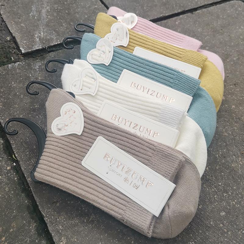 Зимние плотные хлопковые носки средней длины против скатывания для мужчин и женщин – Теплые, прочные, однотонные