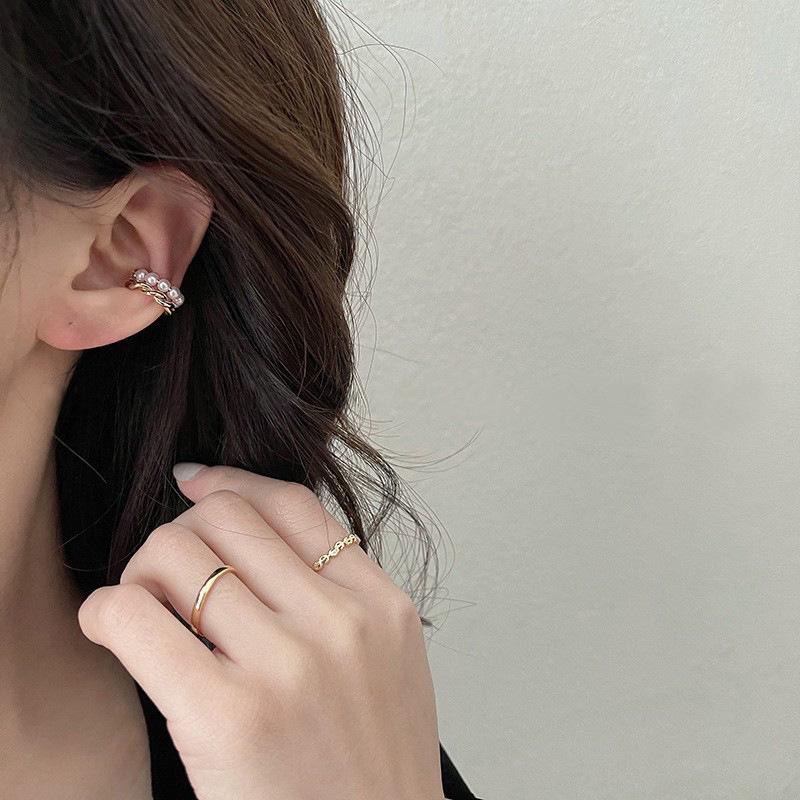 Двойной жемчужный кафф для уха – Не требует пирсинга (Трендовая мода 2021)