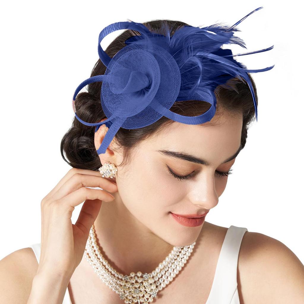 Tulle Fascinators For Women Tea Party Hats For Cocktail Wedding Fancy Dress Party Tea Party Headwear For Headband For Thick Hair