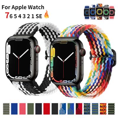 Ремешок с плетеной петлей для Apple Watch Band 44 мм, 40 мм, 49 мм, 45 мм, 41 мм, 42 мм, 38 мм, нейлоновый браслет Solo, серия iWatch Ultra 8, 7, 6, 5, 4 SE, умные часы, наручные часы