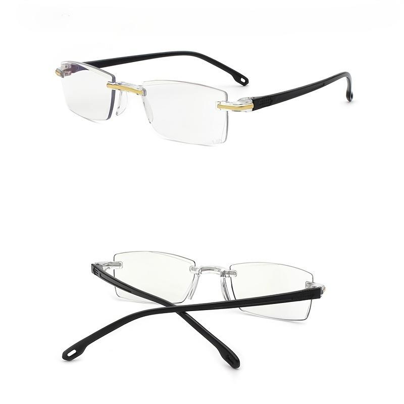 Прямоугольные безободковые очки для чтения для мужчин и женщин, материал оправы ПК, легкие, с прозрачными линзами из ПК для чтения