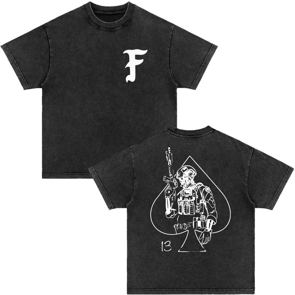 2026 Summer Trendy Vintage Washed Forward Observations Group Skeleton Graphic T Shirts Men Women Neck Gothic Fashion Tshirt