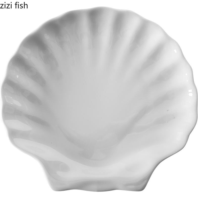 Белая керамическая ракушка Тарелка Настольный поднос для хранения ювелирных изделий Десертная тарелка Салатная тарелка Тарелки для суши Демонстрационные тарелки для молекулярной кухни