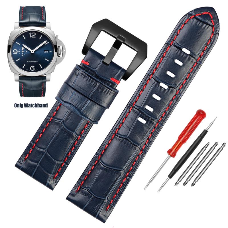 Высококачественный водонепроницаемый ремешок для часов для Panerai PAM688 441/1313, мужской синий ремешок из воловьей кожи, аксессуары 22 мм, 24 мм, 26 мм