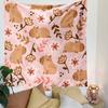 Cute Capybara and Floral Pattern Design Patterned Tapestry Decorative Wall Hanging, Home Bedroom Living Room Decor