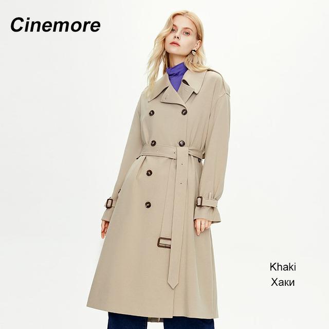Cinemore 2022 весна осень женский плащ повседневная верхняя одежда с поясом модная двубортная ветровка Femme куртка топы c