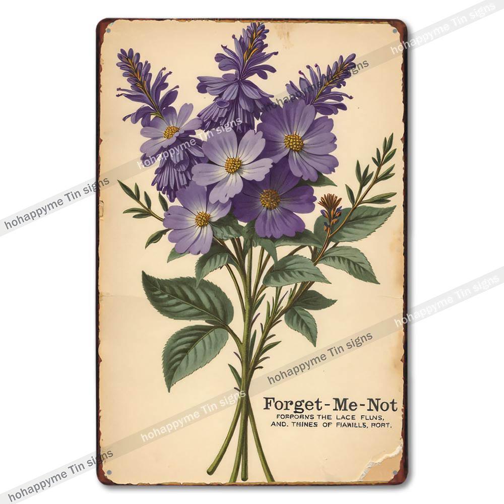 Retro Floral Metal Tin Signs Home Decor Wall Art Garden Farmhouse Country Kitchen Bathroom Living Room