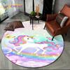 Unicorn Animal 3D Cartoon Round Area Rug,Circle Carpet Rug for Living Room Children's Bedroom Sofa Decor,Kid Non-slip Floor Mat