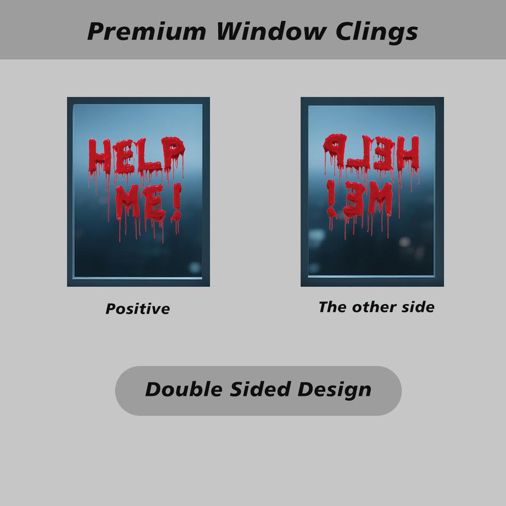 Halloween Window Clings Set Scary Bloody Handprint Sticker 3D Skeleton Head Horror Party Decor