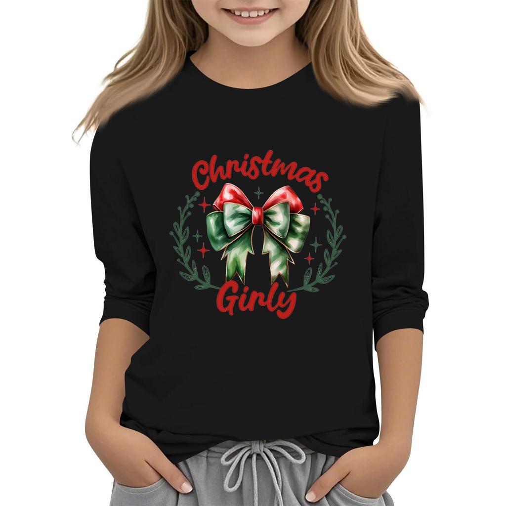 Children's 3/4 Sleeve Independence Day Printed Round Neck Casual T-shirt