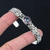 Sterling Silver Rainbow Mystic Topaz Gemstone Wife Leaf Art Deco Bangle Jewelry