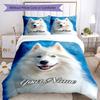 3PC Custom Name "White Dog Portrait" Bedding Set Printed Bedding Set Duvet Cover Closure Includes 1 Duvet Cover & 2 Pillowcases for All Seasons Bedroo