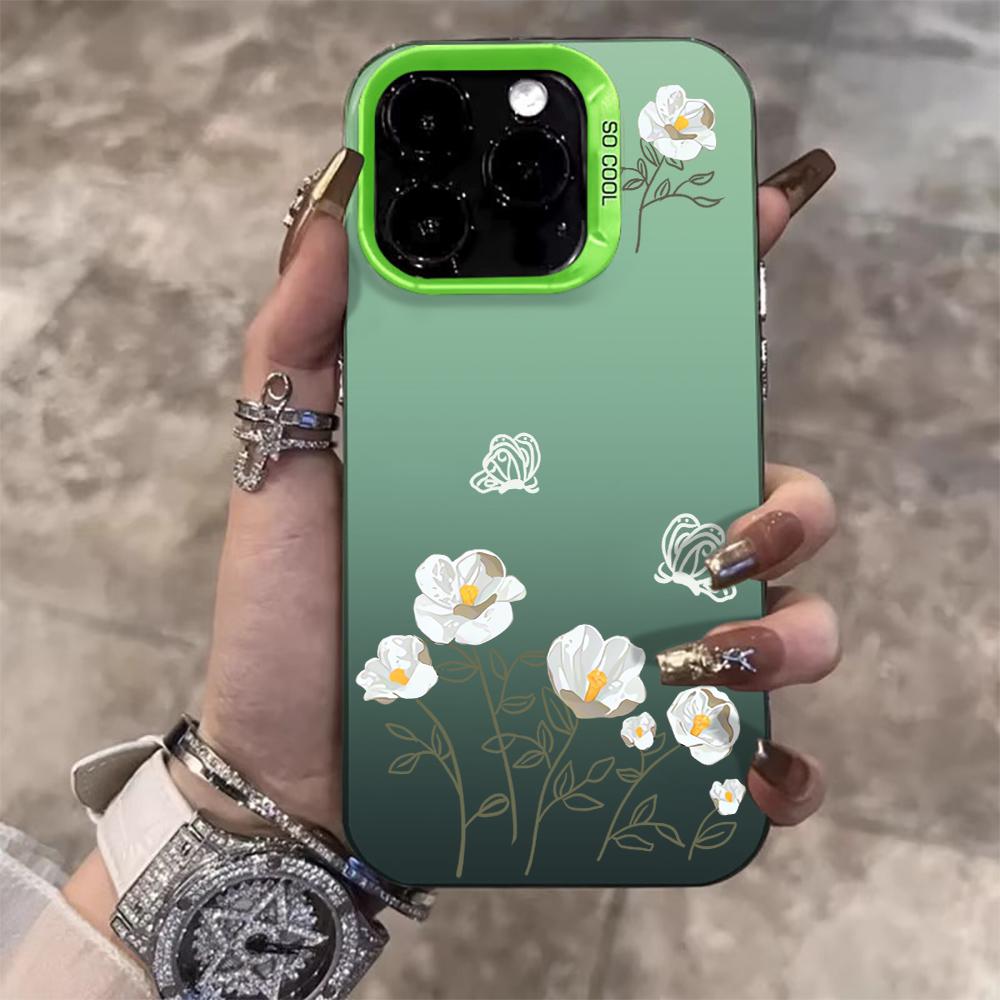 Vintage Floral Butterfly IMD Phone Case For iPhone 17 Air 16 E 15 14 13 12 11 Pro Max 8 Plus X Shockproof Protective Frame Cover