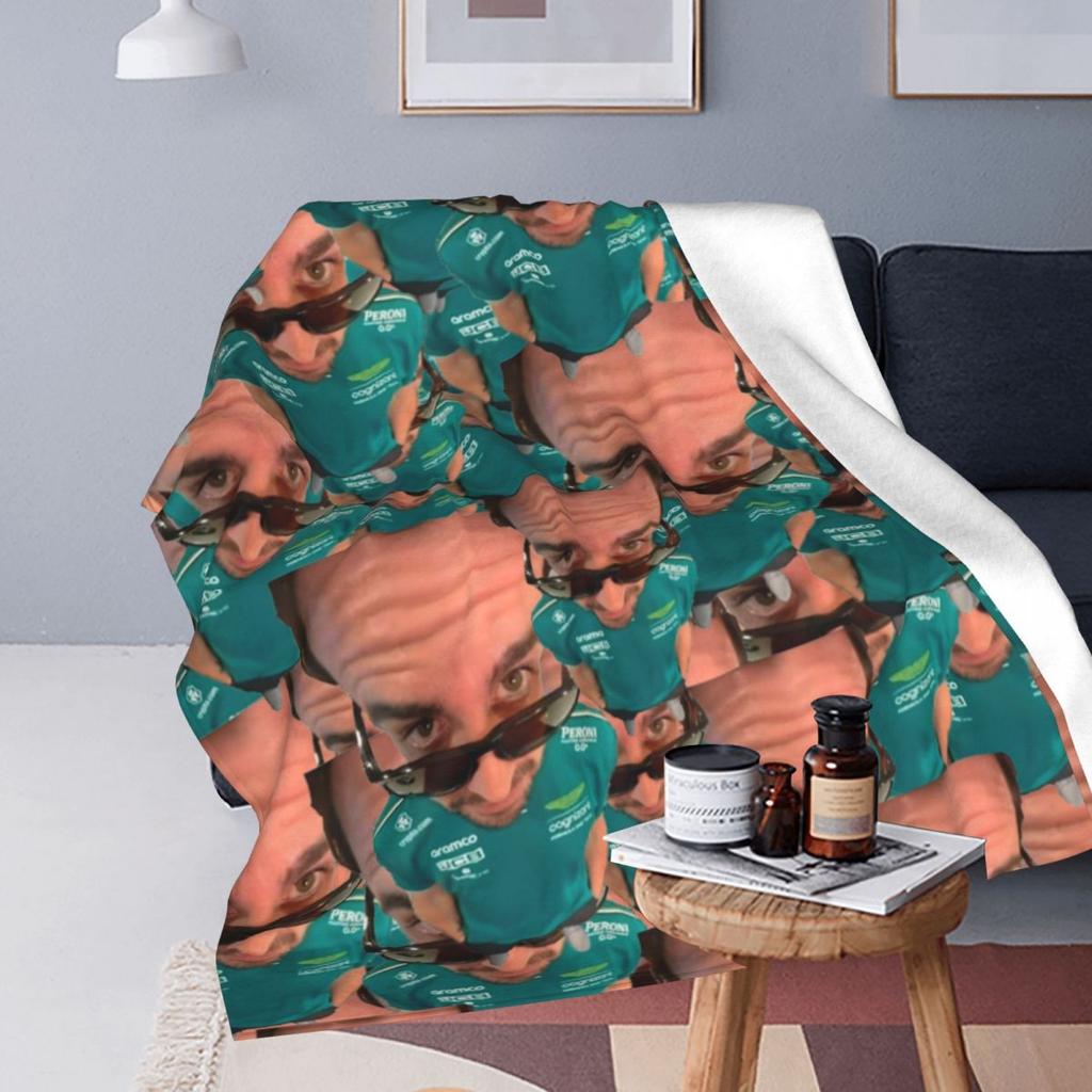 Fernando Alonso Funny Head Blankets Fleece Textile Decor Breathable Warm Throw Blankets for Bed Travel Rug Piece