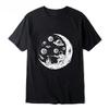 Summer Cotton Men's T-shirt, Casual Loose Shirt, Fun Astronaut Print, Moon, Barbecue Crew Neck High Quality