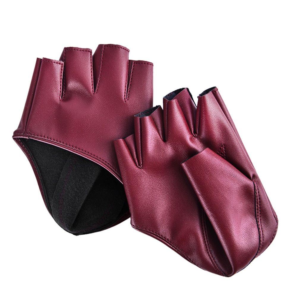 Men Performance Mittens Five Finger Gloves PU Leather Gloves Cosplay Mittens Ladys Driving Dress